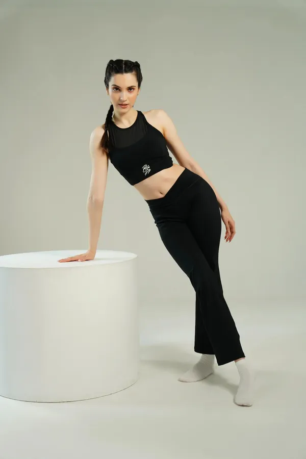 Black_Nylon_90%,_Spandex_10%_Flare_Pant_For_Women