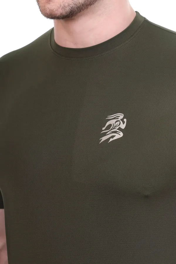 Olive_Green_Polyester_90%,_Spandex_10%_Half_Sleeves_T_Shirt_For_Men