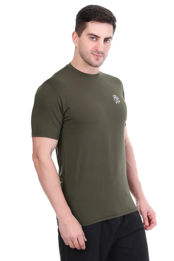 Olive_Green_Polyester_90%,_Spandex_10%_Half_Sleeves_T_Shirt_For_Men