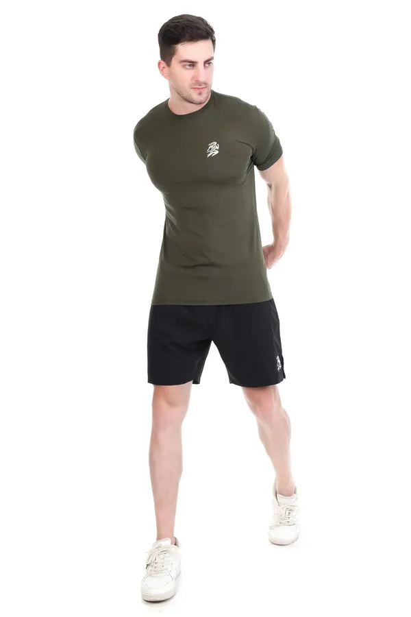 Olive_Green_Polyester_90%,_Spandex_10%_Half_Sleeves_T_Shirt_For_Men