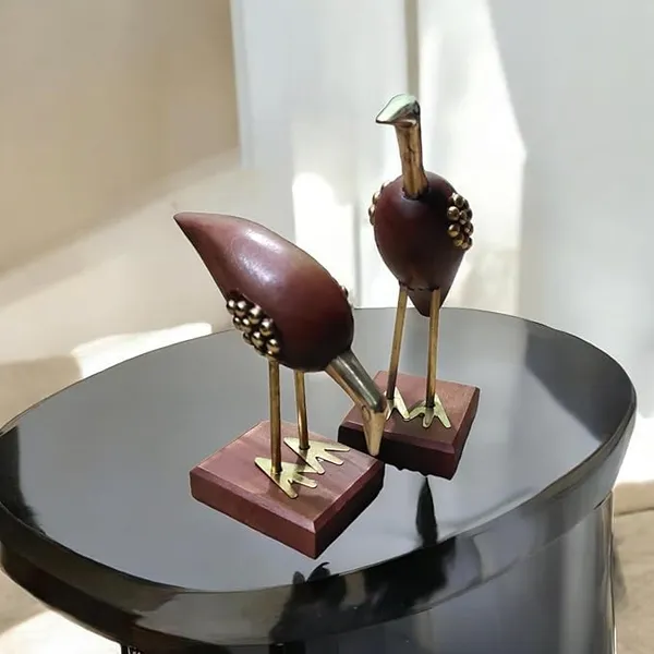 Wood_Brass_Swan_Pair_Figurine