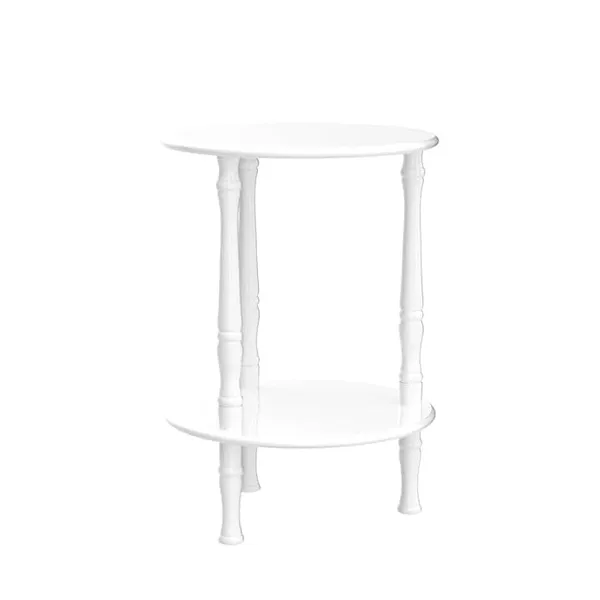 Wood_And_Mdf_White_Foldable_Two-Tier_Round_Coffee_Table