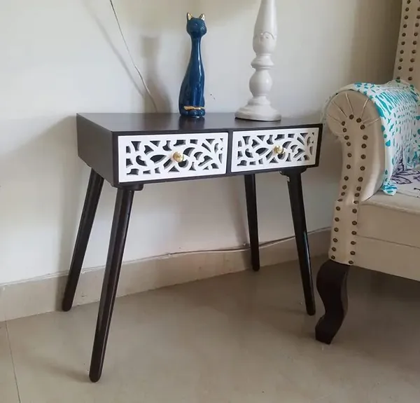 Wood_And_Mdf_Modern_Brown_White_Side_Table_With_Drawer