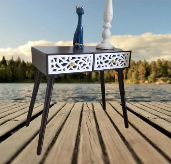 Wood_And_Mdf_Modern_Brown_White_Side_Table_With_Drawer