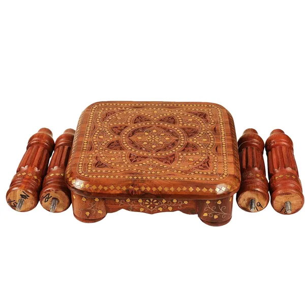 Wood_Brass_Ethnic_Brass_Inlay_Stool