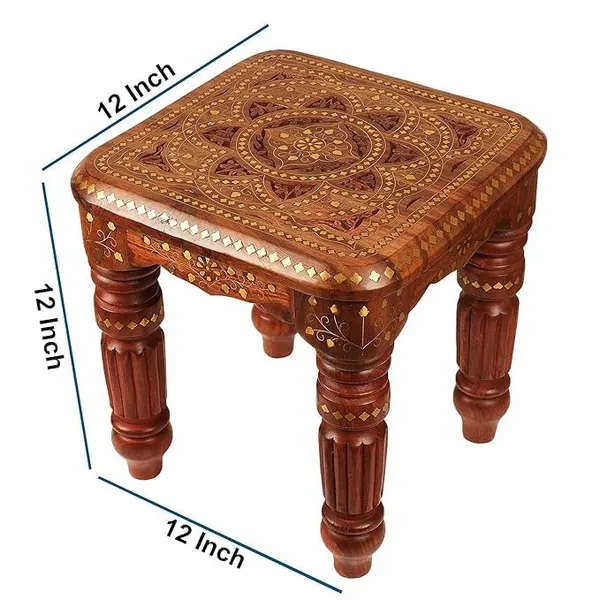 Wood_Brass_Ethnic_Brass_Inlay_Stool