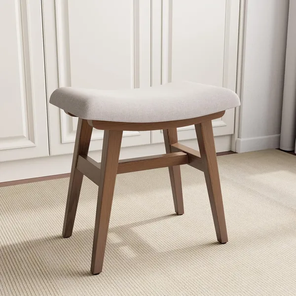 Wood_And_Cushion_White_Padded_Seat_Wooden_Stool