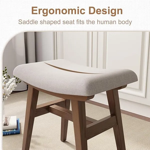 Wood_And_Cushion_White_Padded_Seat_Wooden_Stool