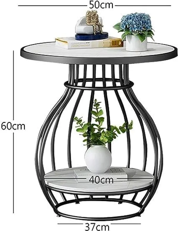 Mdf_And_Iron_Black_White_Round_Accent_End_Table