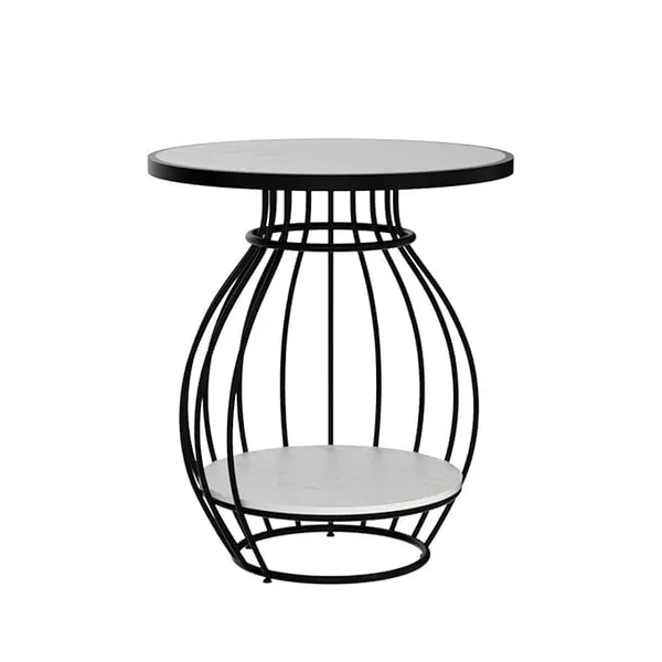 Mdf_And_Iron_Black_White_Round_Accent_End_Table