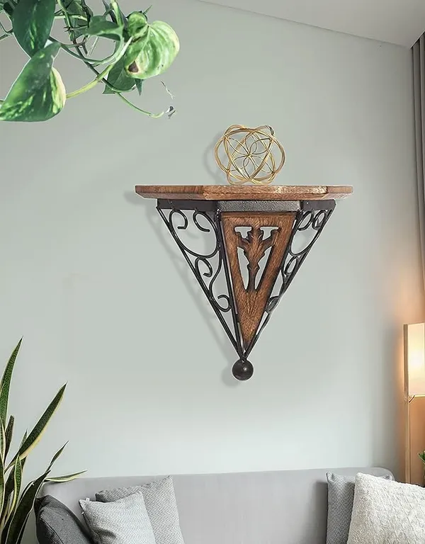 Wood_And_Iron_Modern_V-Shape_Decorative_Wall_Shelf_Bracket