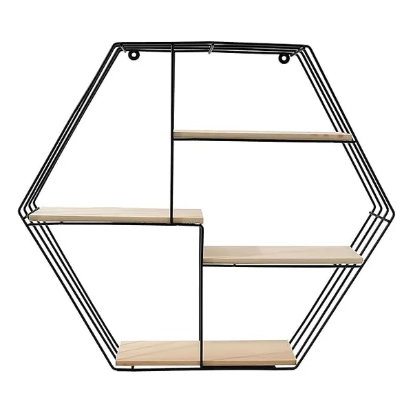 Wood_And_Iron_Industrial_Black_Hexagon_Wall_Shelf