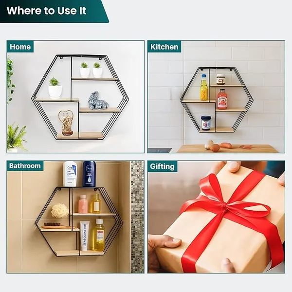 Wood_And_Iron_Industrial_Black_Hexagon_Wall_Shelf