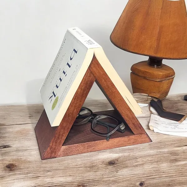 Mango_Wood_Walnut_Finish_Triangle_Book_Stand_With_Eyeglass_Holder