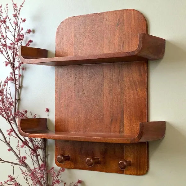 Wood_Walnut_Finish_Floating_Wall_Shelf_With_Hooks
