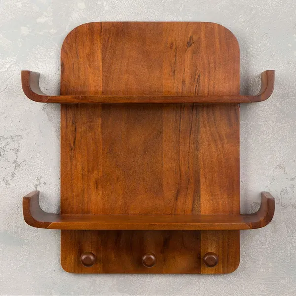 Wood_Walnut_Finish_Floating_Wall_Shelf_With_Hooks