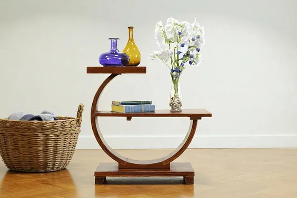 Wood_Brown_C-Shape_Sofa_Side_Table