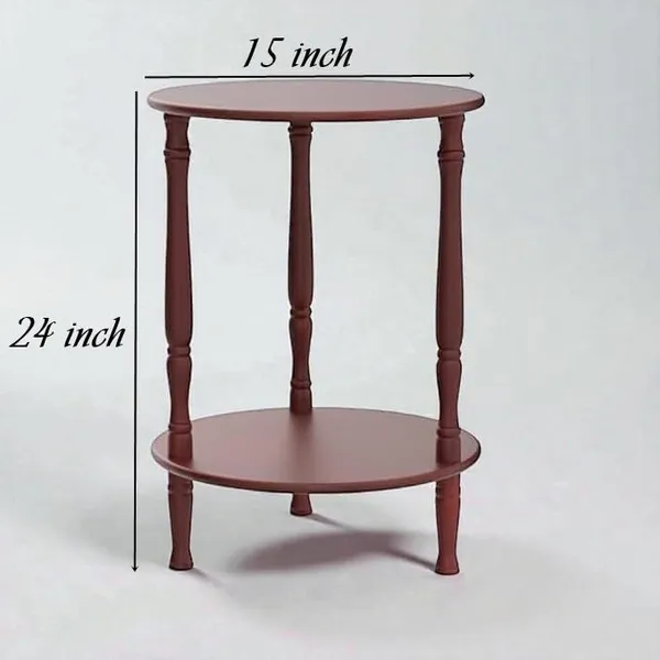 Mango_Wood_And_Mdf_Modern_Round_Bedside_Table_With_Shelf