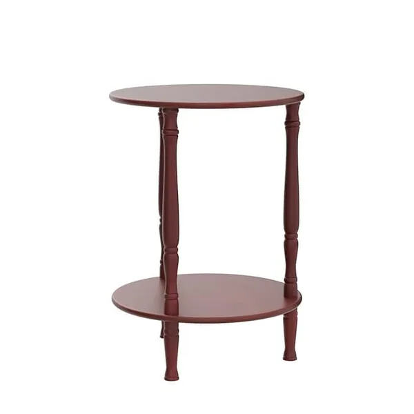 Mango_Wood_And_Mdf_Modern_Round_Bedside_Table_With_Shelf
