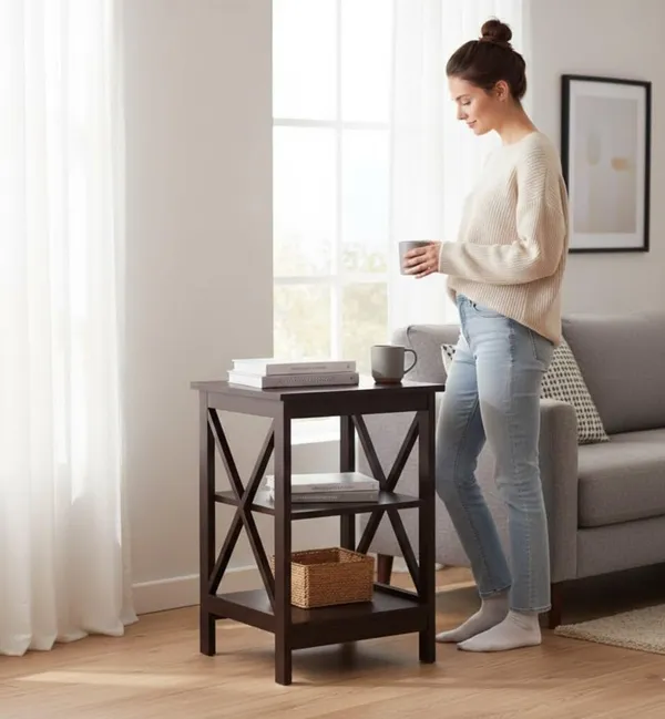 Wood_Dark_Brown_X_Frame_Three_Tier_End_Table
