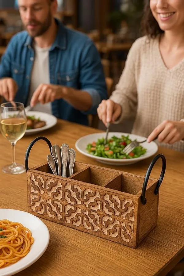 Wood_And_Iron_Rustic_Hand-Carved_Floral_Cutlery_Holder