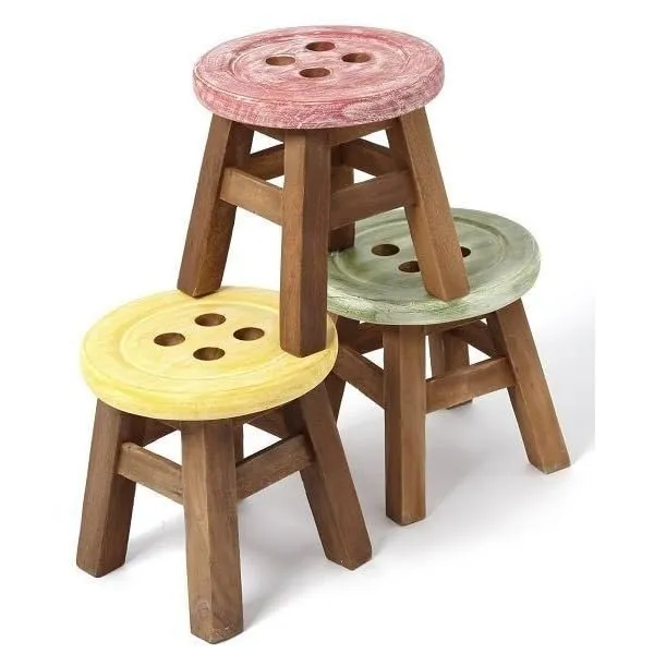 Mango_Wood_Button_Design_Round_Stool_Multicolour