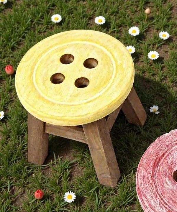 Mango_Wood_Button_Design_Round_Stool_Multicolour