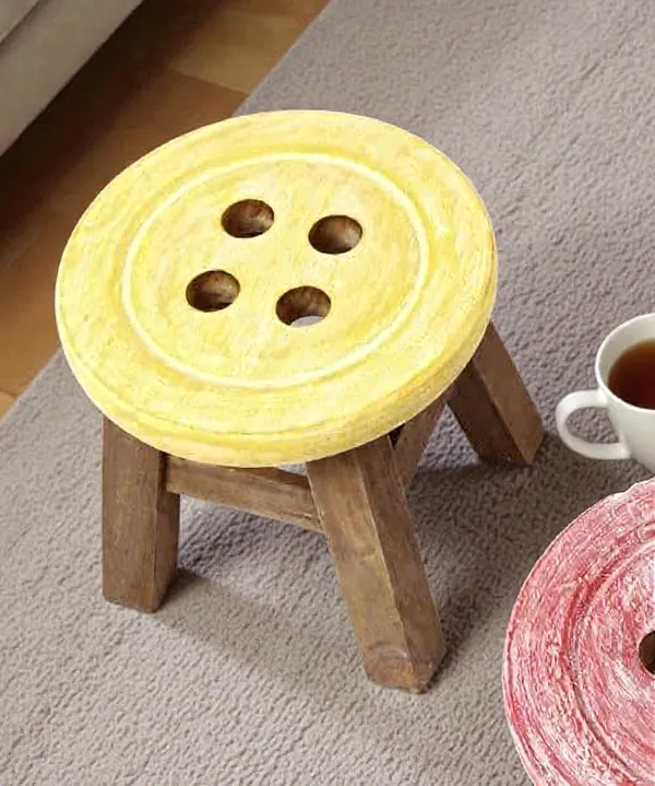 Mango_Wood_Button_Design_Round_Stool_Multicolour