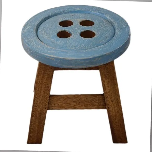 Mango_Wood_Button_Design_Round_Stool_Multicolour