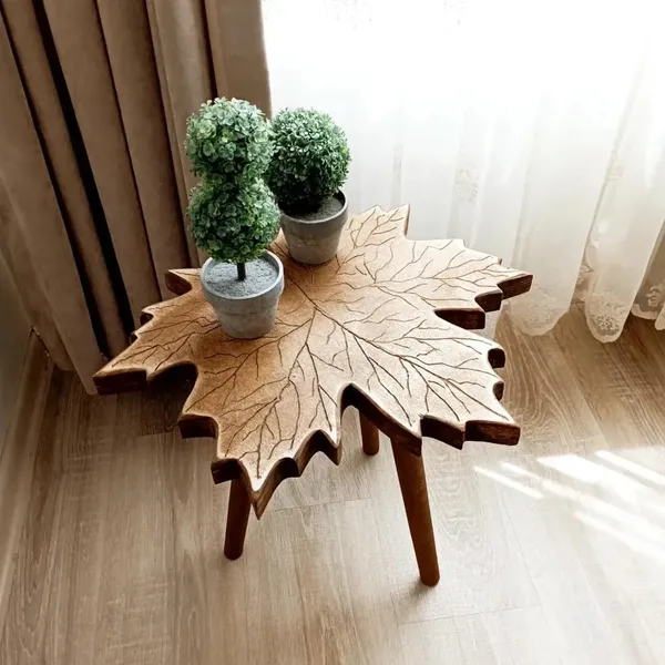 Mango_Wood_Natural_Leaf_Shape_Coffee_Table