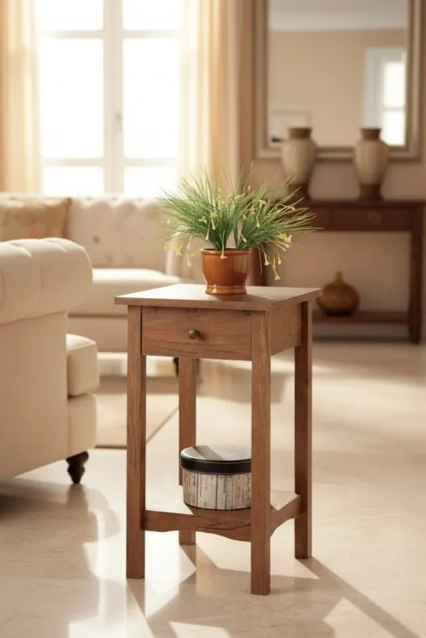 Wood_Natural_Brown_Side_Table_With_Drawer_And_Shelf