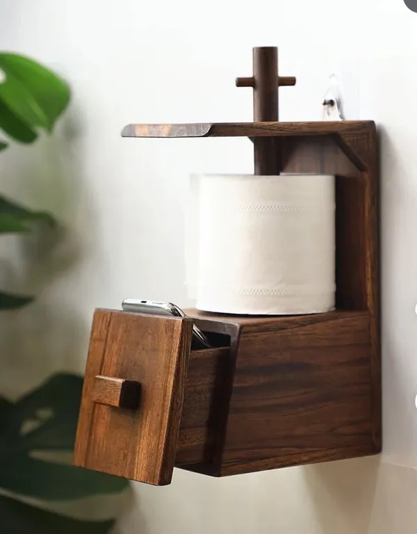 Wood_Modern_Brown_Wall_Mounted_Napkin_Holder_With_Drawer