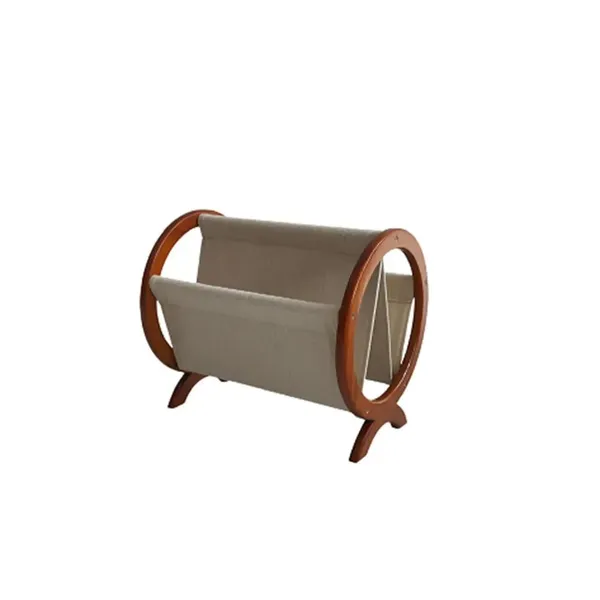 Wood_Fabric_Brown_Round_Book_Stand_With_Storage_Rack