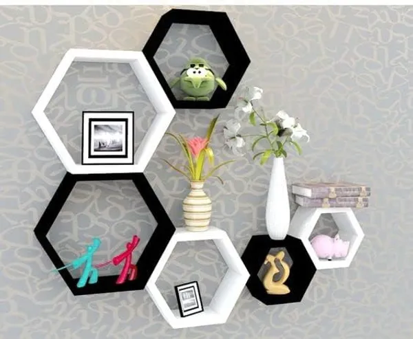 Mdf_Modern_Hexagonal_Honeycomb_Wall_Shelf_Set_Of_6