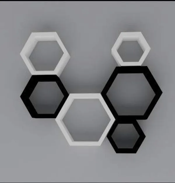 Mdf_Modern_Hexagonal_Honeycomb_Wall_Shelf_Set_Of_6