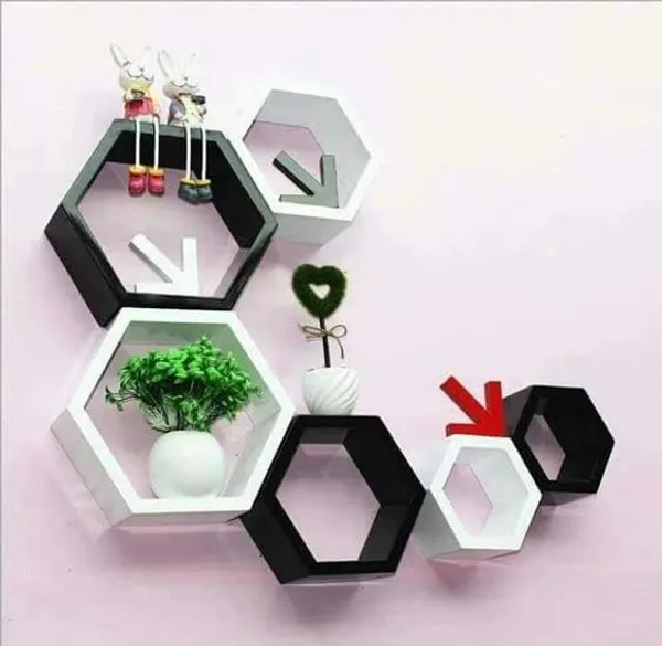 Mdf_Modern_Hexagonal_Honeycomb_Wall_Shelf_Set_Of_6