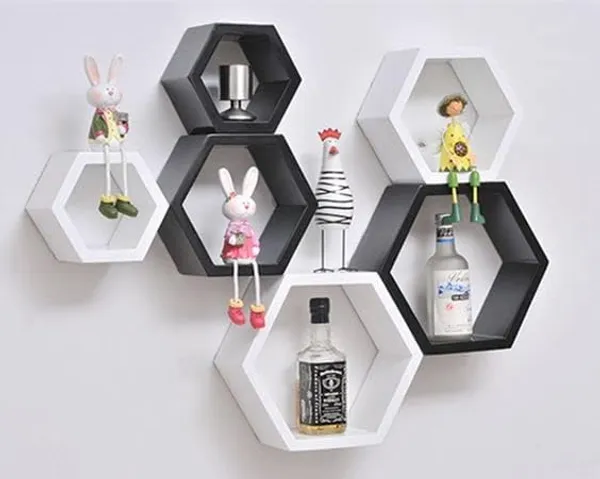 Mdf_Modern_Hexagonal_Honeycomb_Wall_Shelf_Set_Of_6