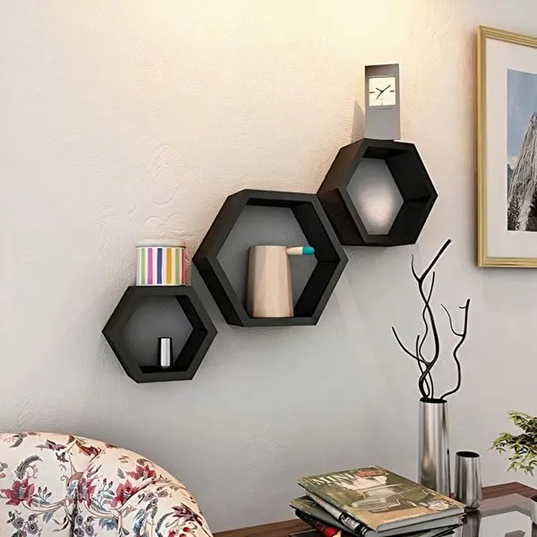 Mdf_Modern_Hexagon_Floating_Wall_Shelf_Set_Of_5