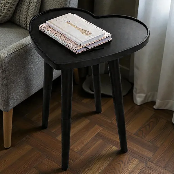 Wood_Modern_Black_Heart_Shape_Side_Table