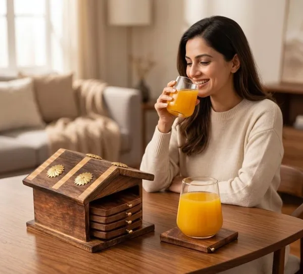 Sheesham_Wood_House_Shaped_Holder_Tea_Coaster_Set