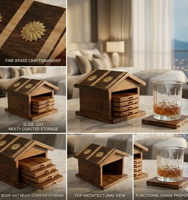 Sheesham_Wood_House_Shaped_Holder_Tea_Coaster_Set