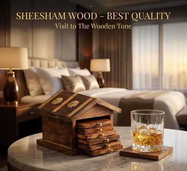 Sheesham_Wood_House_Shaped_Holder_Tea_Coaster_Set