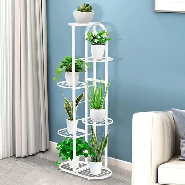 Iron_Modern_White_Multi-Tier_Plant_Stand