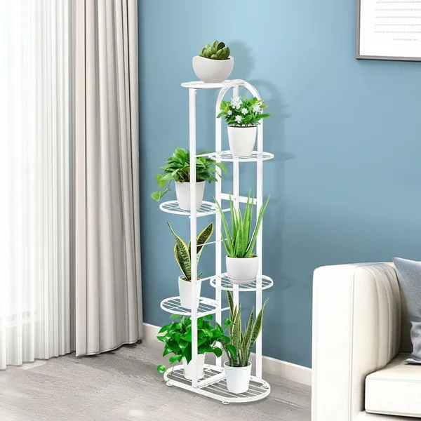 Iron_Modern_White_Multi-Tier_Plant_Stand