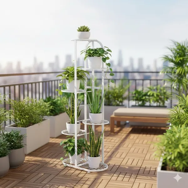 Iron_Modern_White_Multi-Tier_Plant_Stand