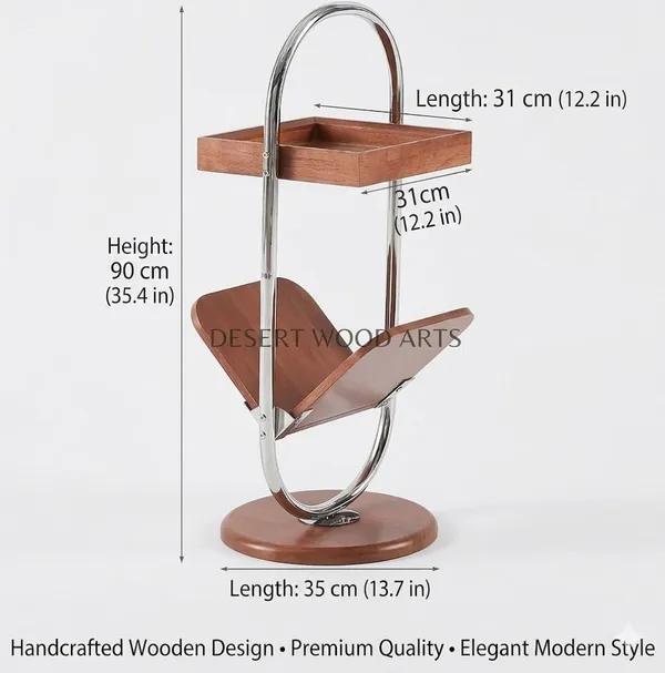 Metal_And_Wood_Brown_Side_Table_With_Magazine_Rack