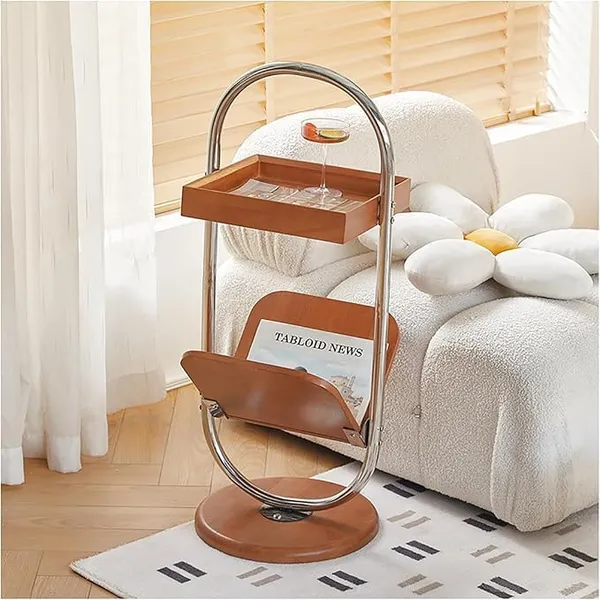 Metal_And_Wood_Brown_Side_Table_With_Magazine_Rack