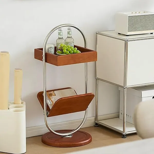 Metal_And_Wood_Brown_Side_Table_With_Magazine_Rack