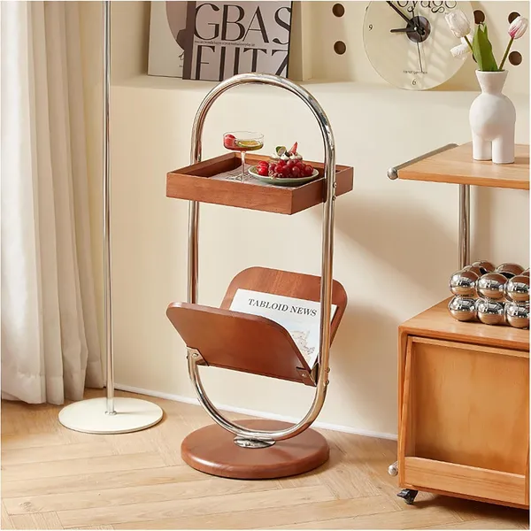 Metal_And_Wood_Brown_Side_Table_With_Magazine_Rack