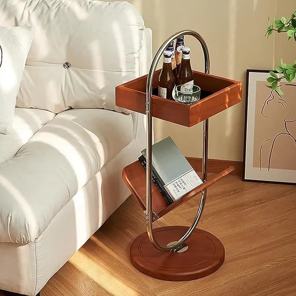 Metal_And_Wood_Brown_Side_Table_With_Magazine_Rack